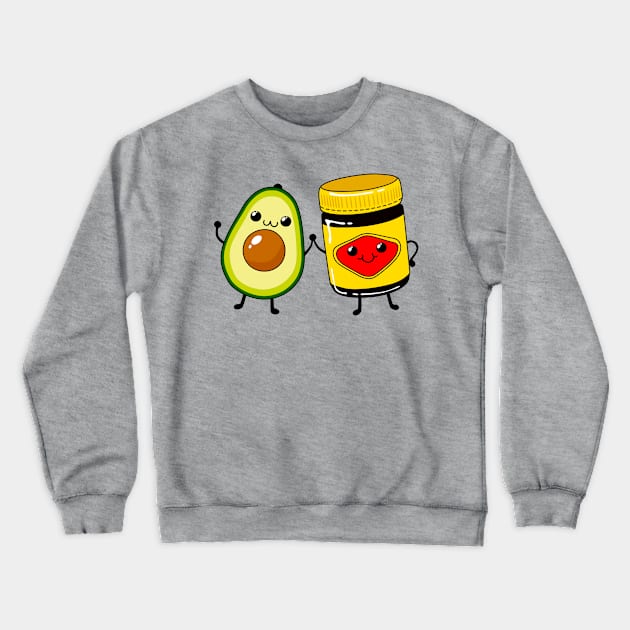 Vegemite and Avacado - Cute friends - Cute Vegetarian Spread - Australia Crewneck Sweatshirt by NOSSIKKO